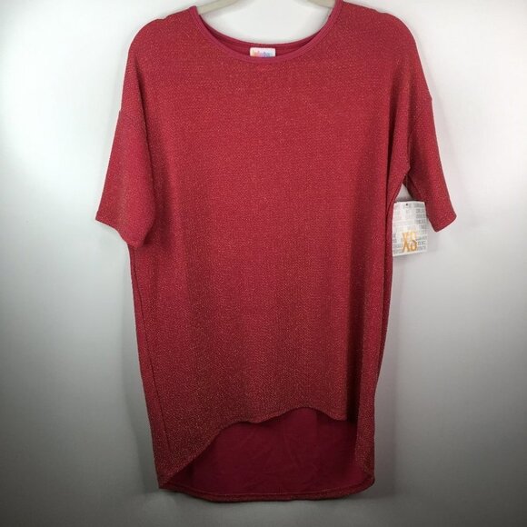 XS New Lularoe Irma Red Pink Gold - Picture 1 of 6